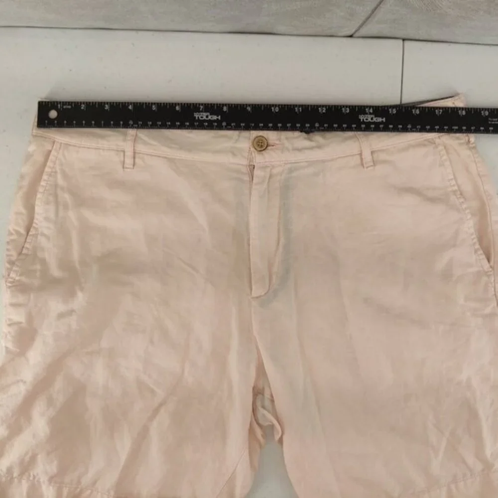 Faherty Linen Cotton Shorts Mens 35‎ Pink Solid Flat Front Casual Summer Beach